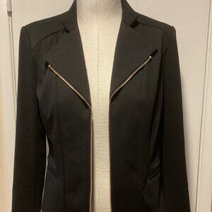 Anne Klein Black Gold Zipper Stretch Ponte Jacket Size Small S NWT